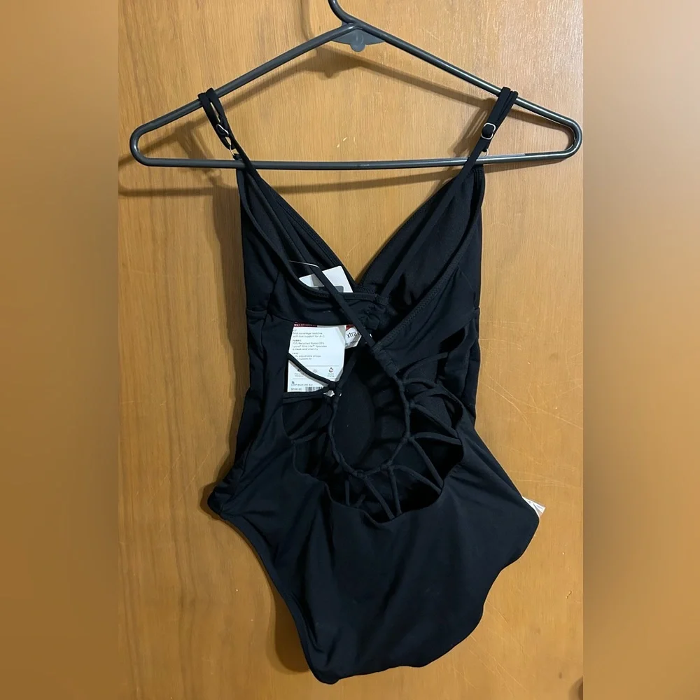 Athleta Kihei‎ One Piece Loop Back Black Swimming Bathing Suit Size Small